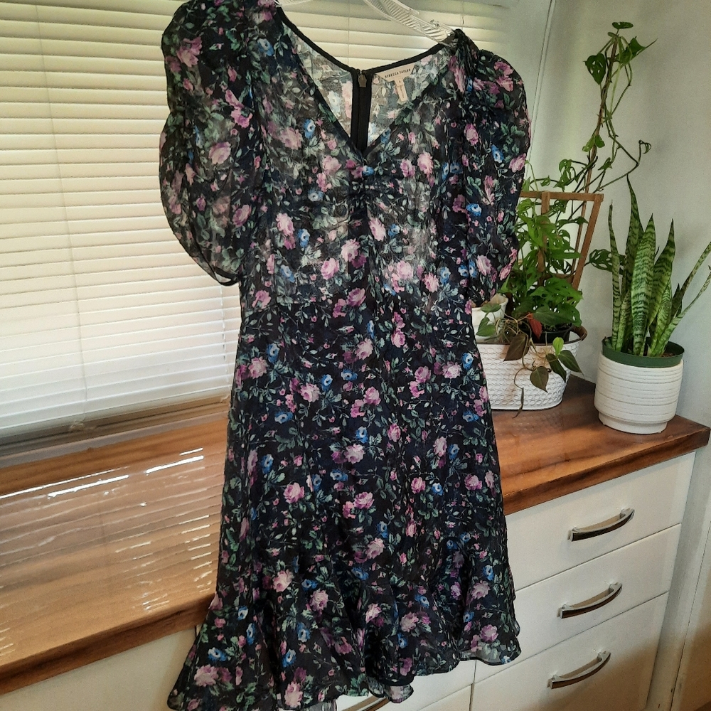 Rebecca Taylor Romantic Floral Silk Organza Dress